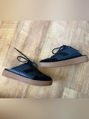 ZAC Zac Posen Ashley Black Leather Women’s Lace-Up Slip-On Sneaker Mules Size 7
